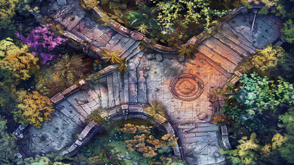 Forest Battle Map for RPG - DnD Map, Tabletop Role-Playing Games Adventure Background, Top-Down View