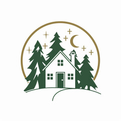 Simple illustration for a vacation home located far from the city.