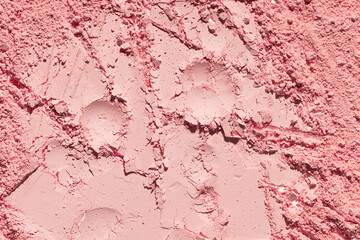 Background texture swatches of cosmetic pink clay kaolin, shadows, blush powder. Natural face mask....