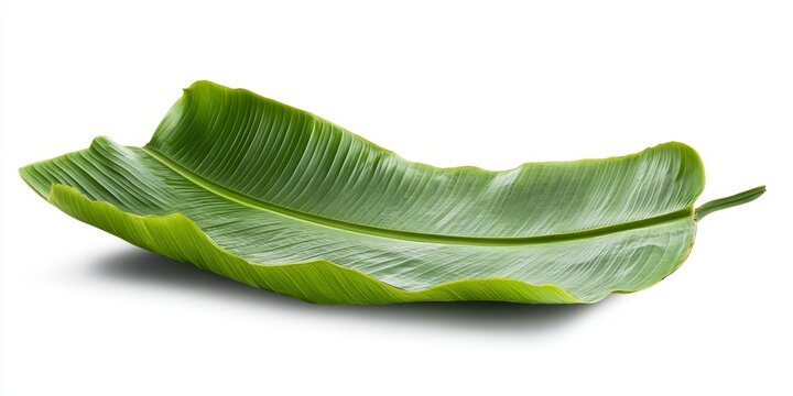 Green banana leaf. fresh whole banana leaf isolated on white background which is mostly used in south india for feast as plates and making snacks items ,isolated mainly for vishu and onam sadhya