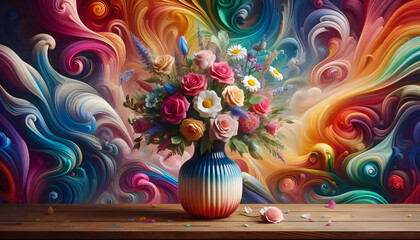 Obraz premium A vase with flowers in it abstract background