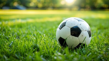Fototapeta premium Soccer Ball on a Grass Field