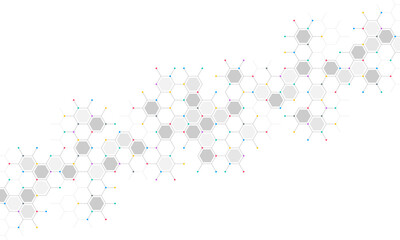 Genetic engineering and molecular structure, hexagon DNA network, science chemical and biotechnology concept, innovation technology, healthcare, and medicine design
