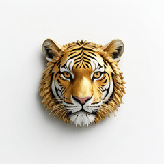 Golden Tiger Head with Sunburst Design	