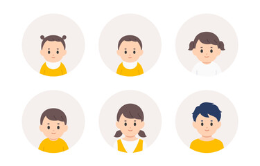 赤ちゃん･子どもの顔アイコンセット【人物ベクターイラスト素材】