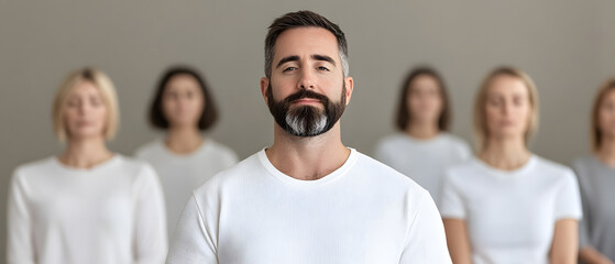 Obraz premium a Counselor using mindfulness techniques to guide a group of people