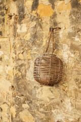 Decor indoor, lantern decor, wall with stone.
