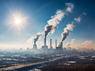 Industrial Cityscape Under a Sunny Sky