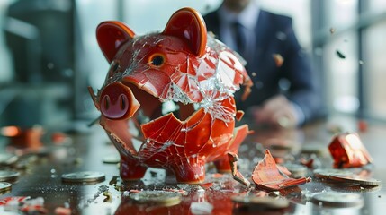 Playful Piggy. Whimsical sculpture featuring a pig in a suit and tie