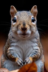 Obraz premium Energetic squirrel gracefully navigating through the vibrant woodland environment