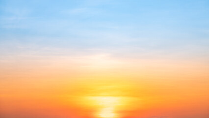 Beautiful , luxury soft gradient orange gold clouds and sunlight on the blue sky perfect for the...