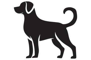 Dog black Silhouette vector art Illustration with white background
