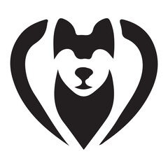 Dog black Silhouette vector art Illustration with white background