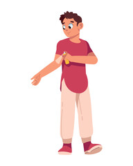 smiling man applying anti mosquito spray