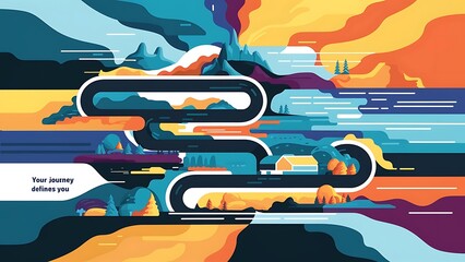 Your journey defines you colorful background and text (T-shirt Design Motivational Quote, Illustration ,Typography)