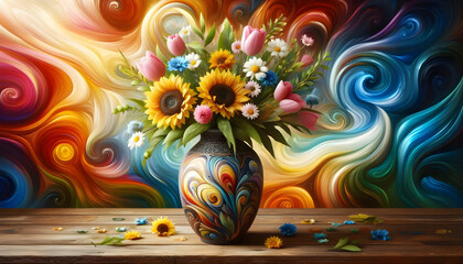 A vase with flowers in it abstract background