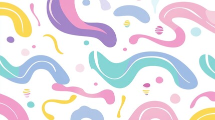 A vibrant collection of pastel swirls and dots creating a playful and modern abstract background for creative projects.