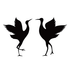 stork silhouette design. wild bird animal sign and symbol.