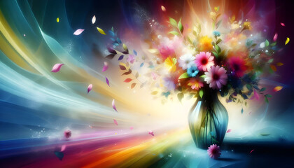 A vase with flowers in it abstract background