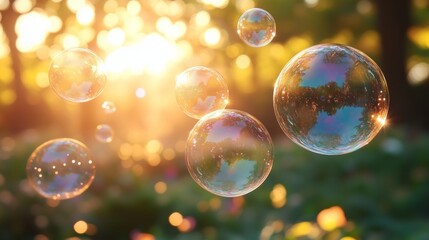 A Magical Display of Bubbles in Sunlit Nature