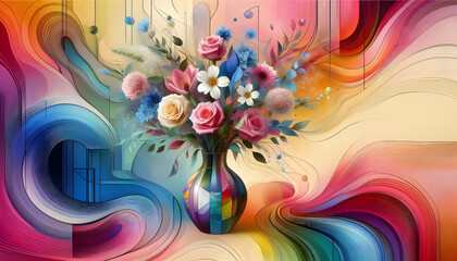 A vase with flowers in it abstract background