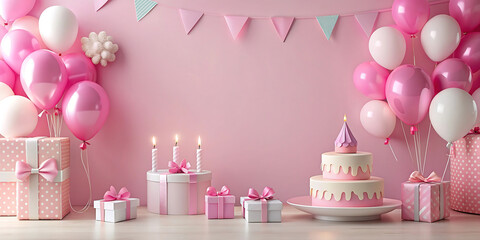 birthday party decoration with pink background