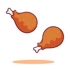 Fried Chicken Leg Drumstick Cartoon Vector. Food And Beverage Concept Design Illustration.  Icon Illustration Isolated White Background.