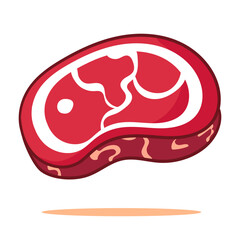 Fototapeta premium Raw Beef Meat Steak Cartoon Vector. Food And Beverage Concept Design Illustration. Icon Illustration Isolated White Background.