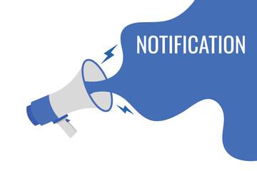 notification button, banner, label, template for website. notification text with colorful megaphone icon
