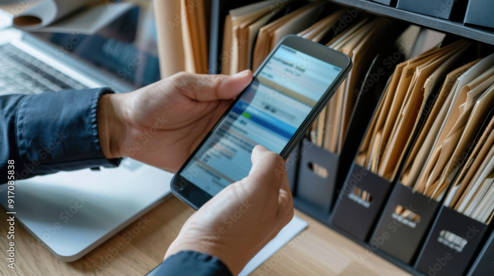 Poster user setting up secure file backups on a smartphone