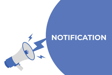 notification button, banner, label, template for website. notification text with colorful megaphone icon
