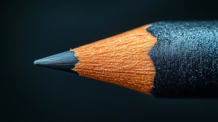 The macro close-up of the pencil tip highlights the delicate texture of the graphite core and the natural grain of the wood. Vividly demonstrating precision and craftsmanship.