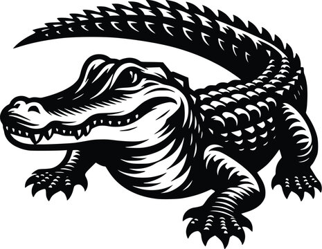 recommend clip art: Clean alligator silhouette for all projects - reptile silhouette - alligator illustration - minimalistic alligator vector