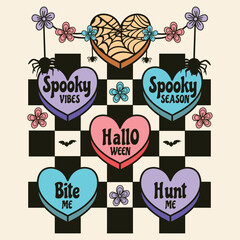 Candy Hearts Halloween T shirt Design, Funny Halloween t Shirt Design, Spooky vibes, Spooky season, Hunt Me, Bite Me shirt