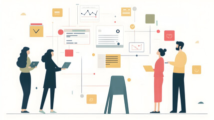 Fototapeta premium User journey mapping, analyzing customer experiences, flat design illustration