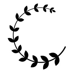 Fototapeta premium silhouettes summer and spring branches with leaves, circles branches, Curved Branch, Minimalist black curved branch with leaves, Minimalist black curved branch with leaves