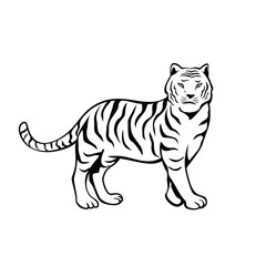 tiger silhouette design. wild animal sign and symbol.