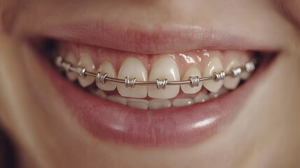 Obraz premium View of a woman's smile with braces