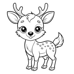 Cute Deer Coloring Page Outline