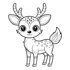 Cute Deer Coloring Page Outline