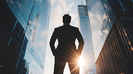 visionary business leader setting ambitious goals, corporate strategy session, high-rise office background, professional determination, leadership excellence