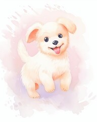 A cute, playful puppy illustration with a joyful expression and soft fur, perfect for pet lovers and children's art.
