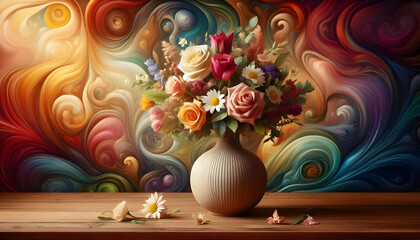 A vase with flowers in it abstract background