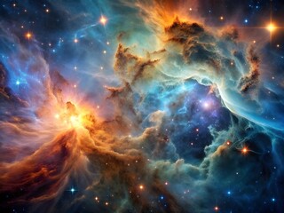 Fototapeta premium Vibrant Nebula Close-Up: A Cosmic Beauty in Deep Space
