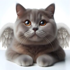 A playful cat sporting angel wings and a white collar, capturing a whimsical and divine essence.

