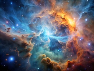 Fototapeta premium Vibrant Nebula Close-Up: A Cosmic Beauty in Deep Space