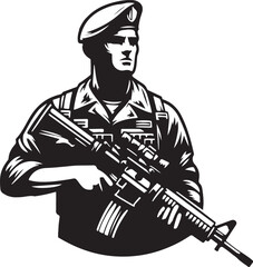 Illustration of USA soldier Silhouette Vectors.