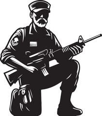 Illustration of USA soldier Silhouette Vectors.