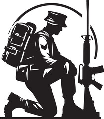 Illustration of USA soldier Silhouette Vectors.