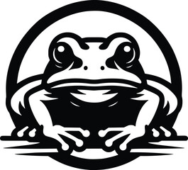 Simple and minimalist frog logo icon vector silhouette illustration